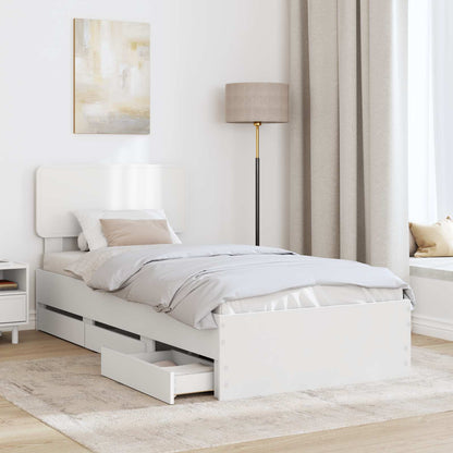 Bed Frame with Drawer White 90 x 200 cm Engineered Wood