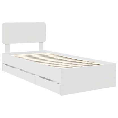 Bed Frame with Drawer White 90 x 200 cm Engineered Wood