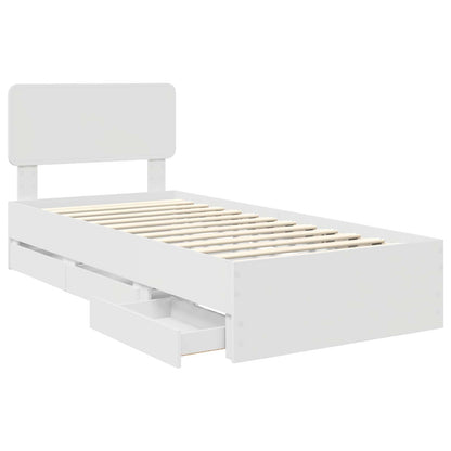 Bed Frame with Drawer White 90 x 200 cm Engineered Wood