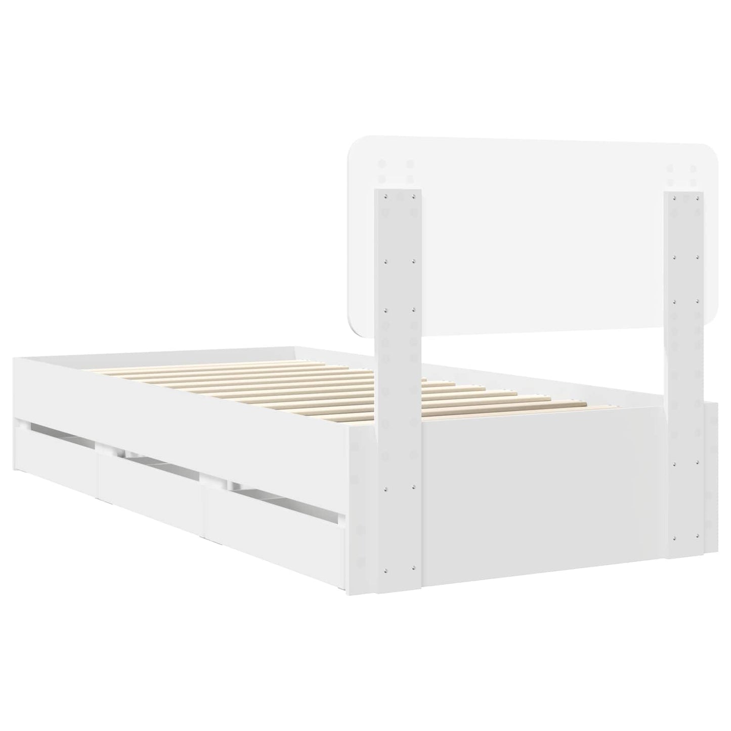 Bed Frame with Drawer White 90 x 200 cm Engineered Wood