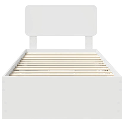 Bed Frame with Drawer White 90 x 200 cm Engineered Wood