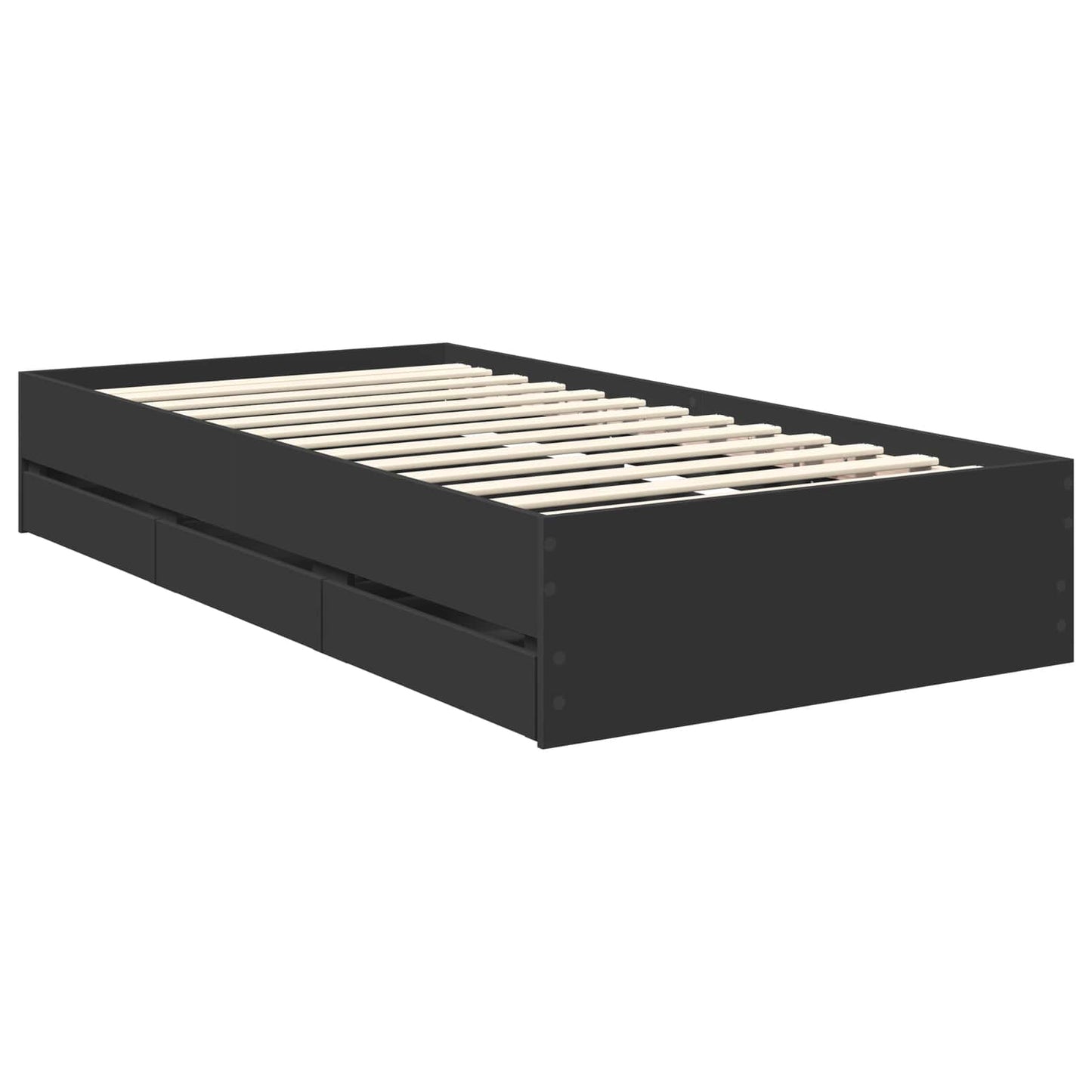 Bed Frame with Drawer Black 90 x 200 cm Engineered Wood