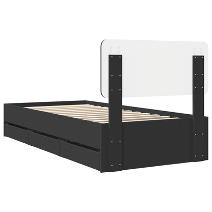 Bed Frame with Drawer Black 90 x 200 cm Engineered Wood