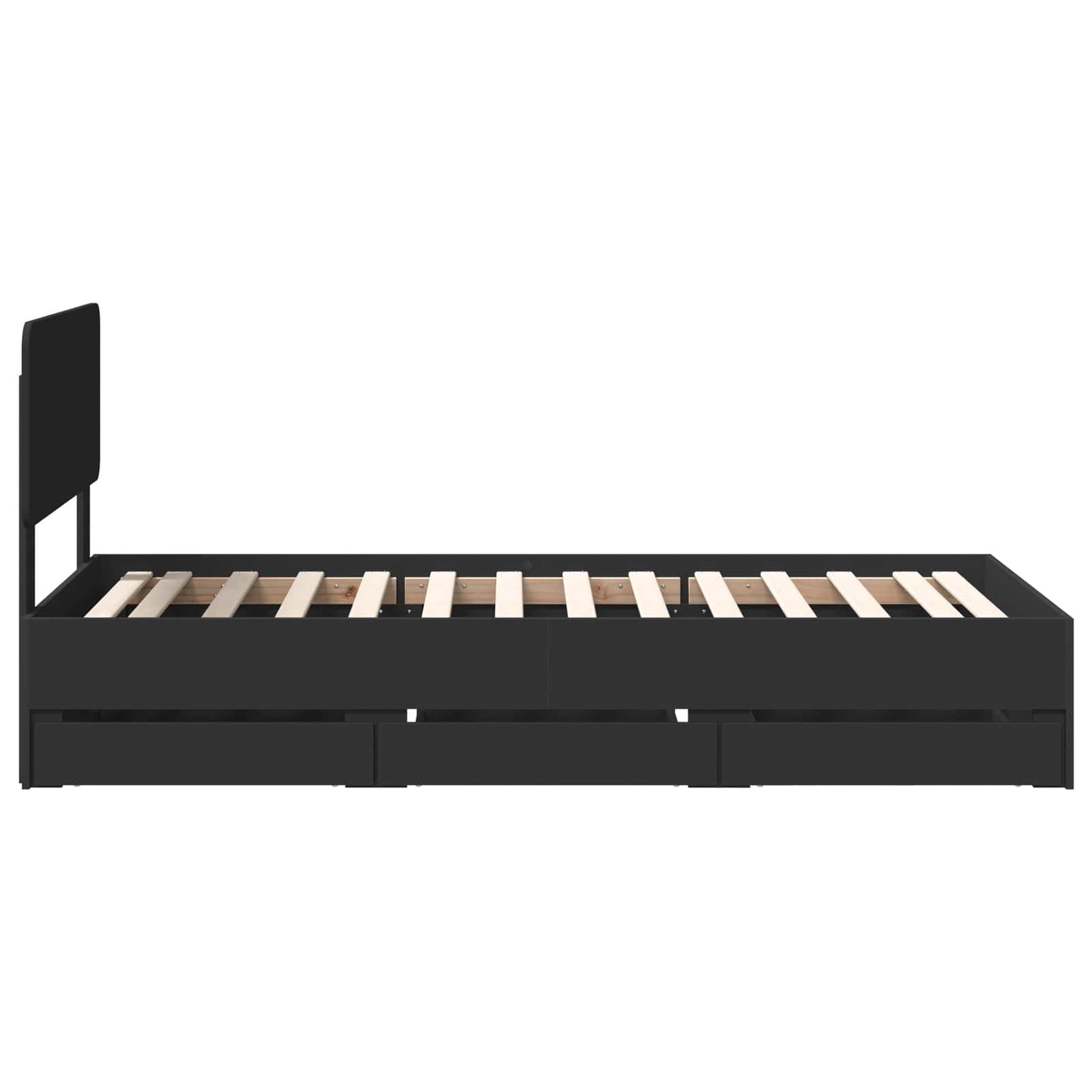 Bed Frame with Drawer Black 90 x 200 cm Engineered Wood