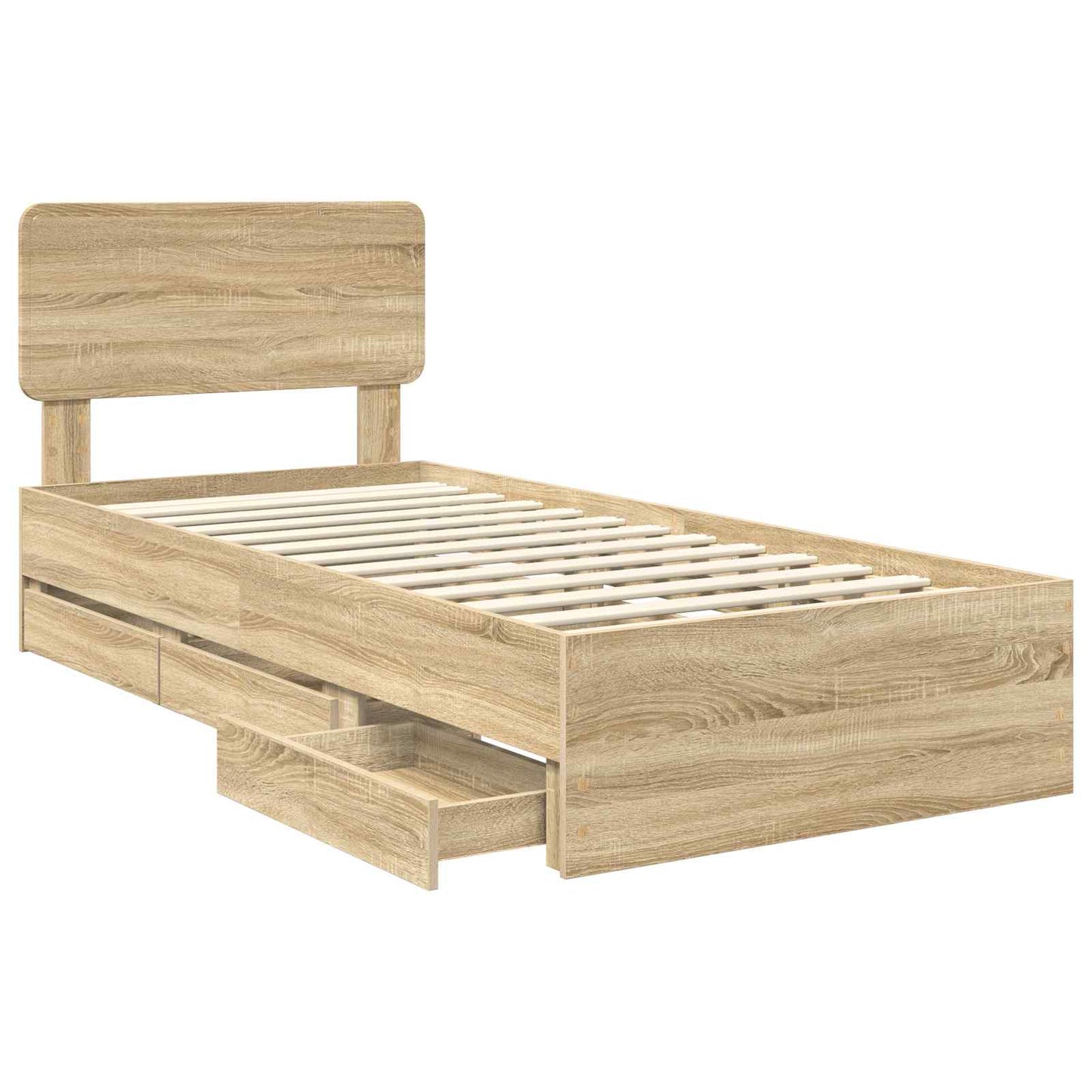 Bed Frame with Drawer Sonoma Oak 90 x 200 cm Engineered Wood