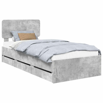 Bed Frame with Drawer Concrete Grey 90 x 200 cm Engineered Wood