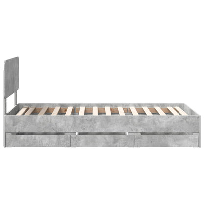 Bed Frame with Drawer Concrete Grey 90 x 200 cm Engineered Wood