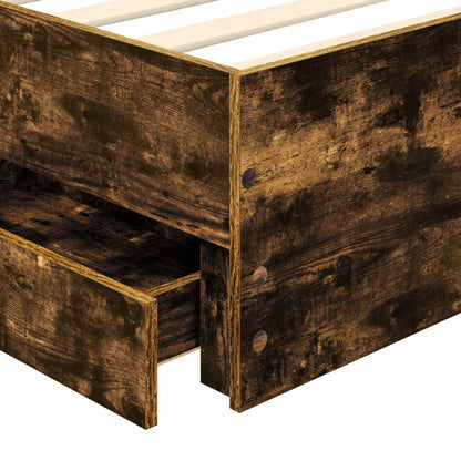 Bed Frame with Drawer Smoked Oak 90 x 200 cm Engineered Wood
