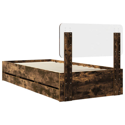 Bed Frame with Drawer Smoked Oak 90 x 200 cm Engineered Wood
