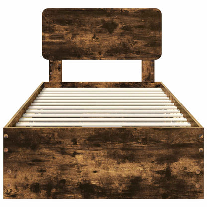 Bed Frame with Drawer Smoked Oak 90 x 200 cm Engineered Wood