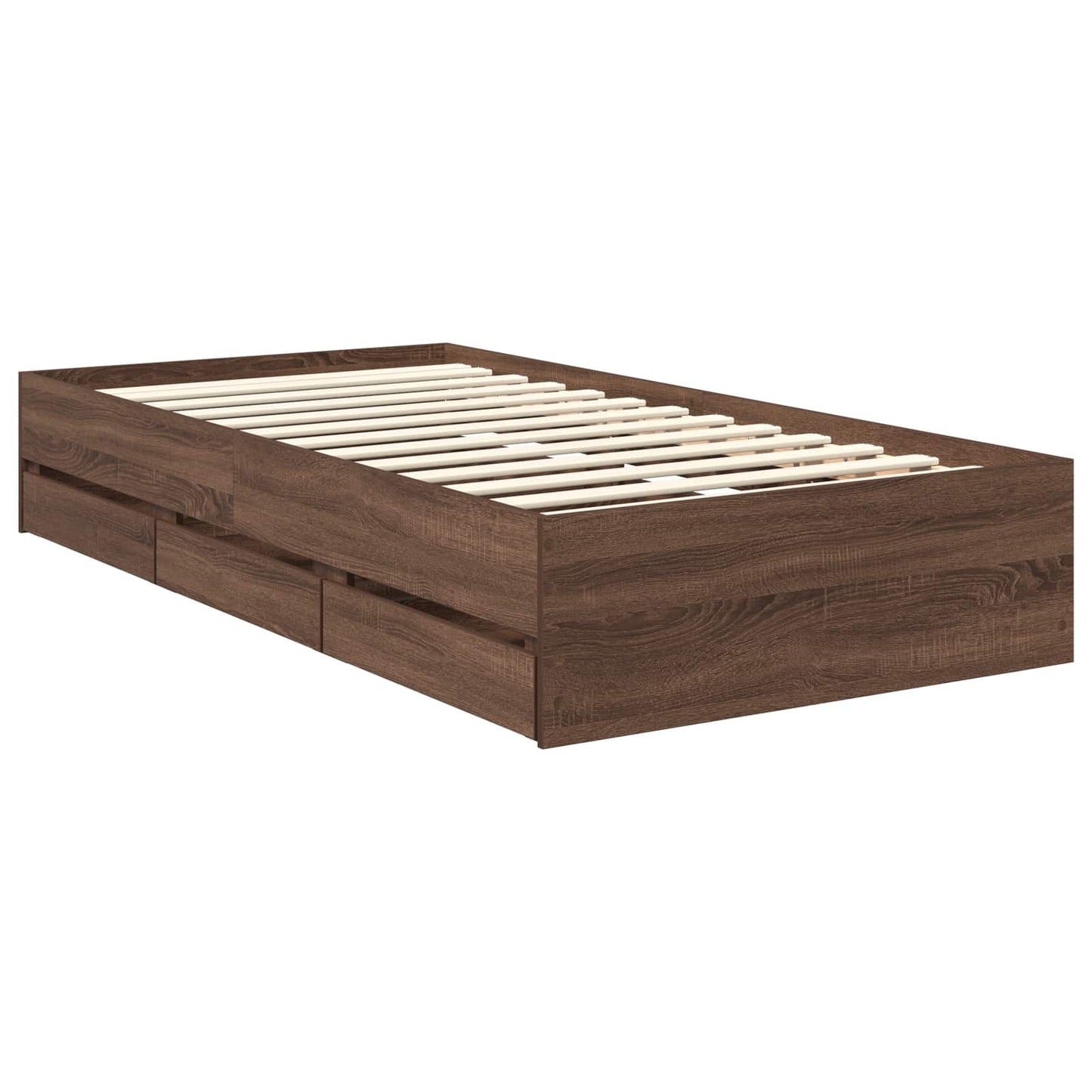 Bed Frame with Drawer Brown Oak 90 x 200 cm Engineered Wood