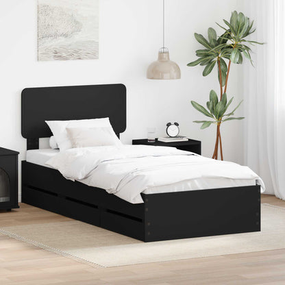 Bed Frame with Drawer Black 90 x 190 cm Engineered Wood
