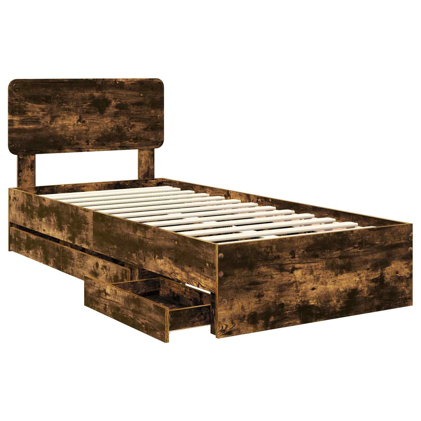 Bed Frame with Drawer Smoked Oak 90 x 190 cm Engineered Wood