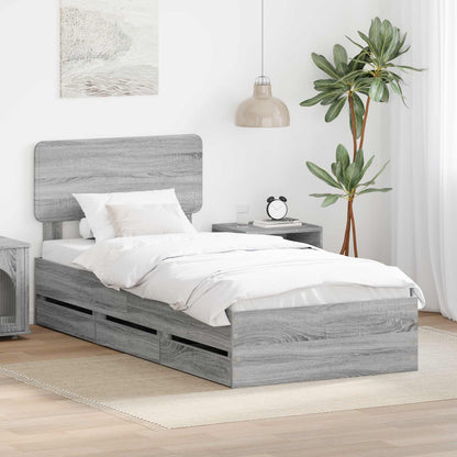 Bed Frame with Drawer Grey Sonoma 90 x 190 cm Engineered Wood