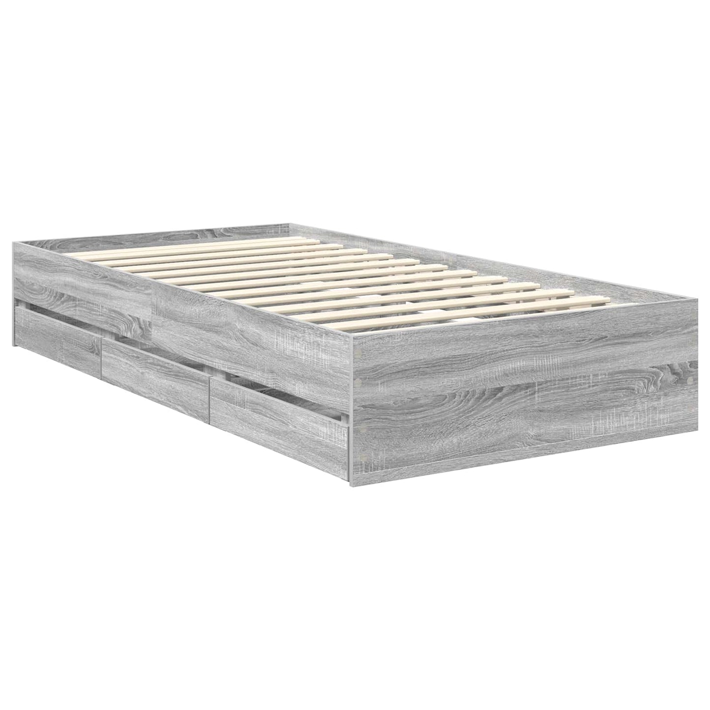 Bed Frame with Drawer Grey Sonoma 90 x 190 cm Engineered Wood