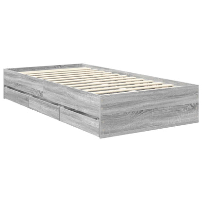 Bed Frame with Drawer Grey Sonoma 90 x 190 cm Engineered Wood
