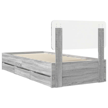 Bed Frame with Drawer Grey Sonoma 90 x 190 cm Engineered Wood