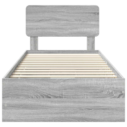 Bed Frame with Drawer Grey Sonoma 90 x 190 cm Engineered Wood