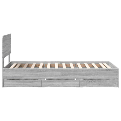 Bed Frame with Drawer Grey Sonoma 90 x 190 cm Engineered Wood