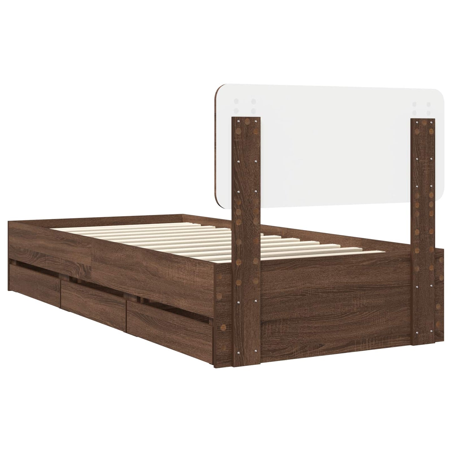 Bed Frame with Drawer Brown Oak 90 x 190 cm Engineered Wood