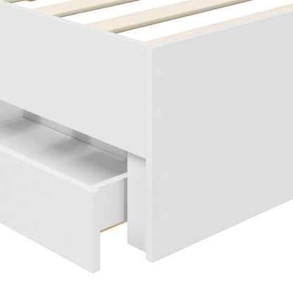 Bed Frame with Drawer White 75 x 190 cm Engineered Wood