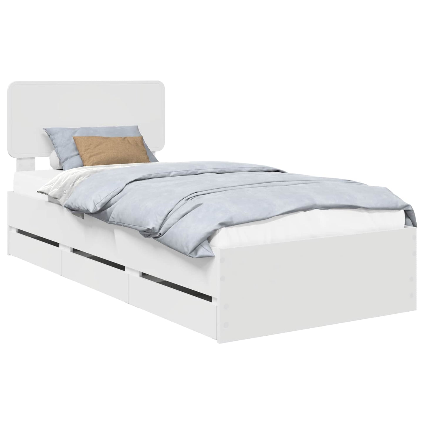 Bed Frame with Drawer White 75 x 190 cm Engineered Wood