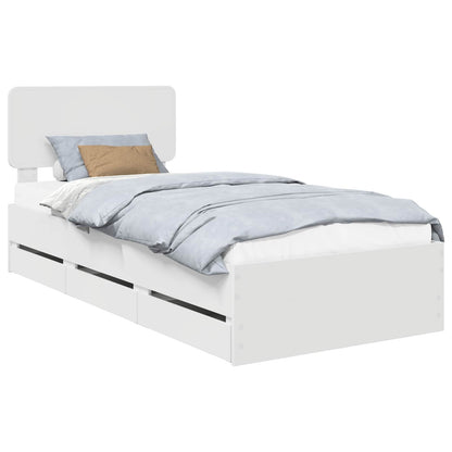 Bed Frame with Drawer White 75 x 190 cm Engineered Wood