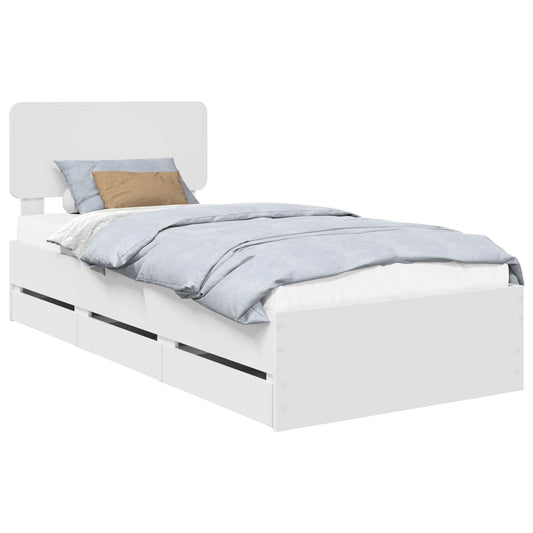 Bed Frame with Drawer White 75 x 190 cm Engineered Wood