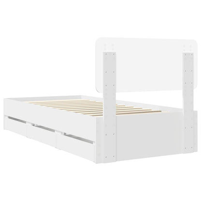 Bed Frame with Drawer White 75 x 190 cm Engineered Wood