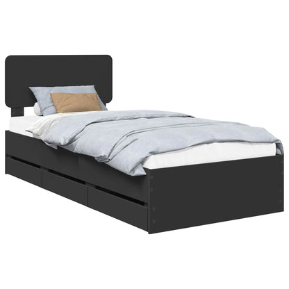 Bed Frame with Drawer Black 75 x 190 cm Engineered Wood