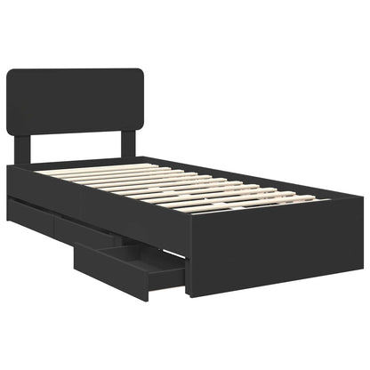 Bed Frame with Drawer Black 75 x 190 cm Engineered Wood