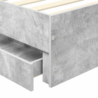 Bed Frame with Drawer Concrete Grey 75 x 190 cm Engineered Wood