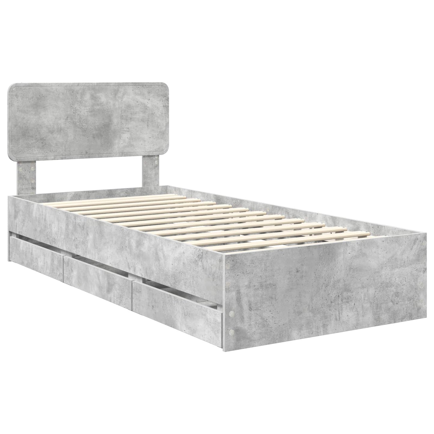 Bed Frame with Drawer Concrete Grey 75 x 190 cm Engineered Wood