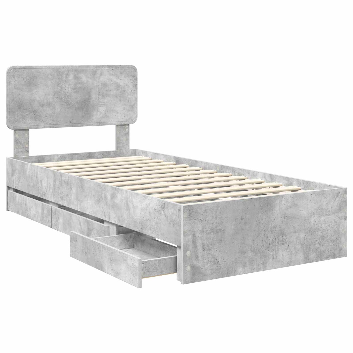 Bed Frame with Drawer Concrete Grey 75 x 190 cm Engineered Wood