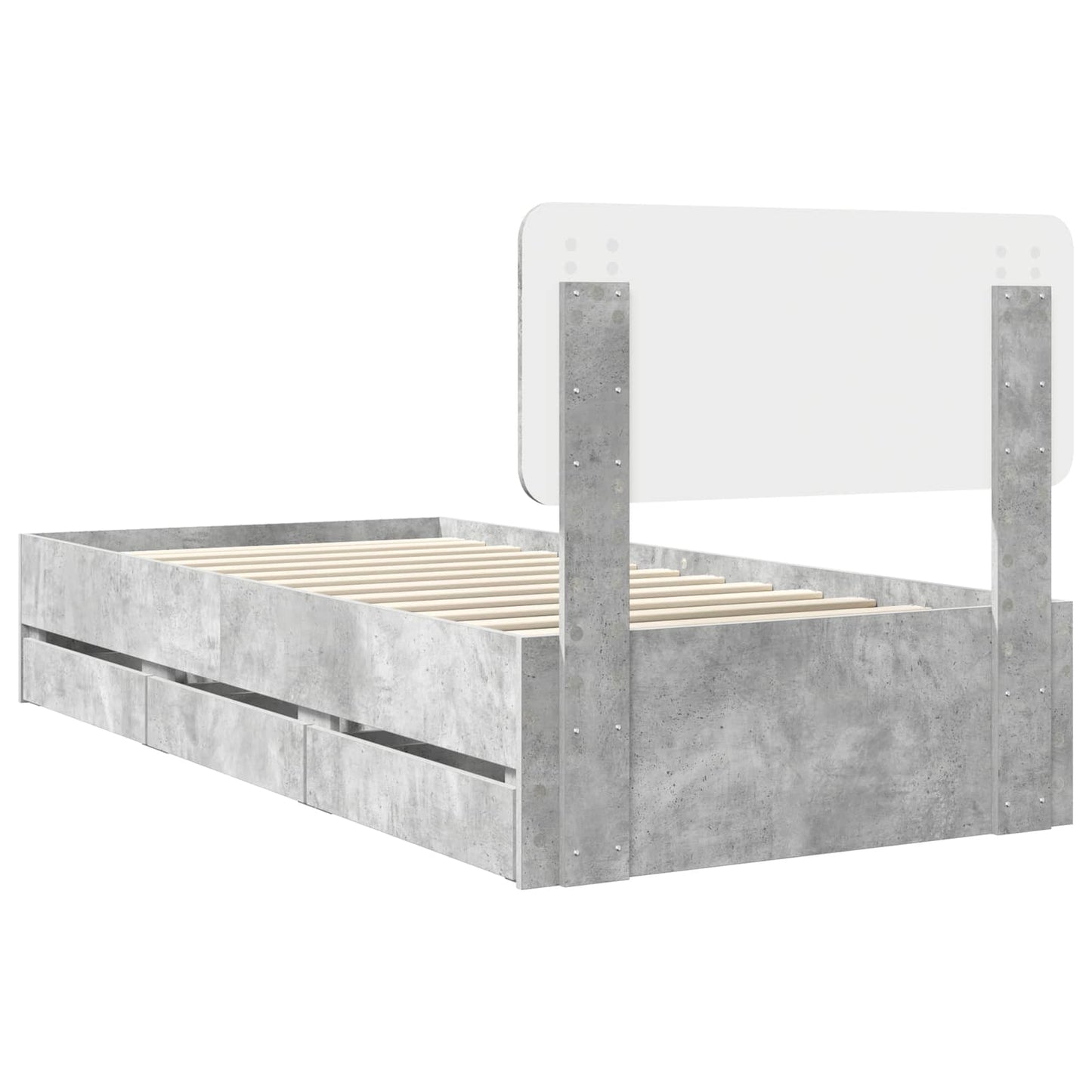 Bed Frame with Drawer Concrete Grey 75 x 190 cm Engineered Wood