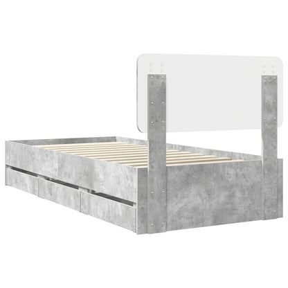 Bed Frame with Drawer Concrete Grey 75 x 190 cm Engineered Wood