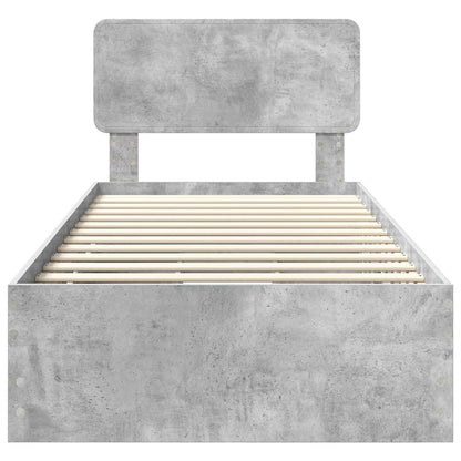 Bed Frame with Drawer Concrete Grey 75 x 190 cm Engineered Wood