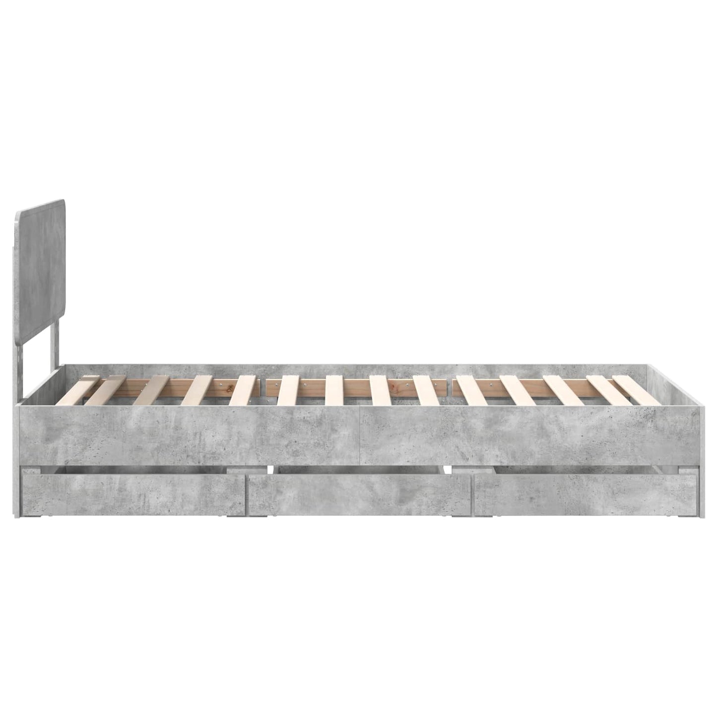 Bed Frame with Drawer Concrete Grey 75 x 190 cm Engineered Wood