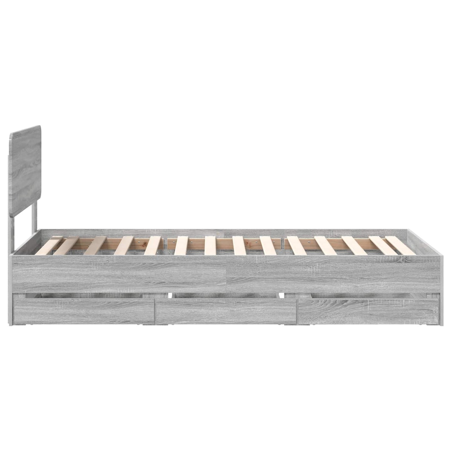Bed Frame with Drawer Grey Sonoma 75 x 190 cm Engineered Wood