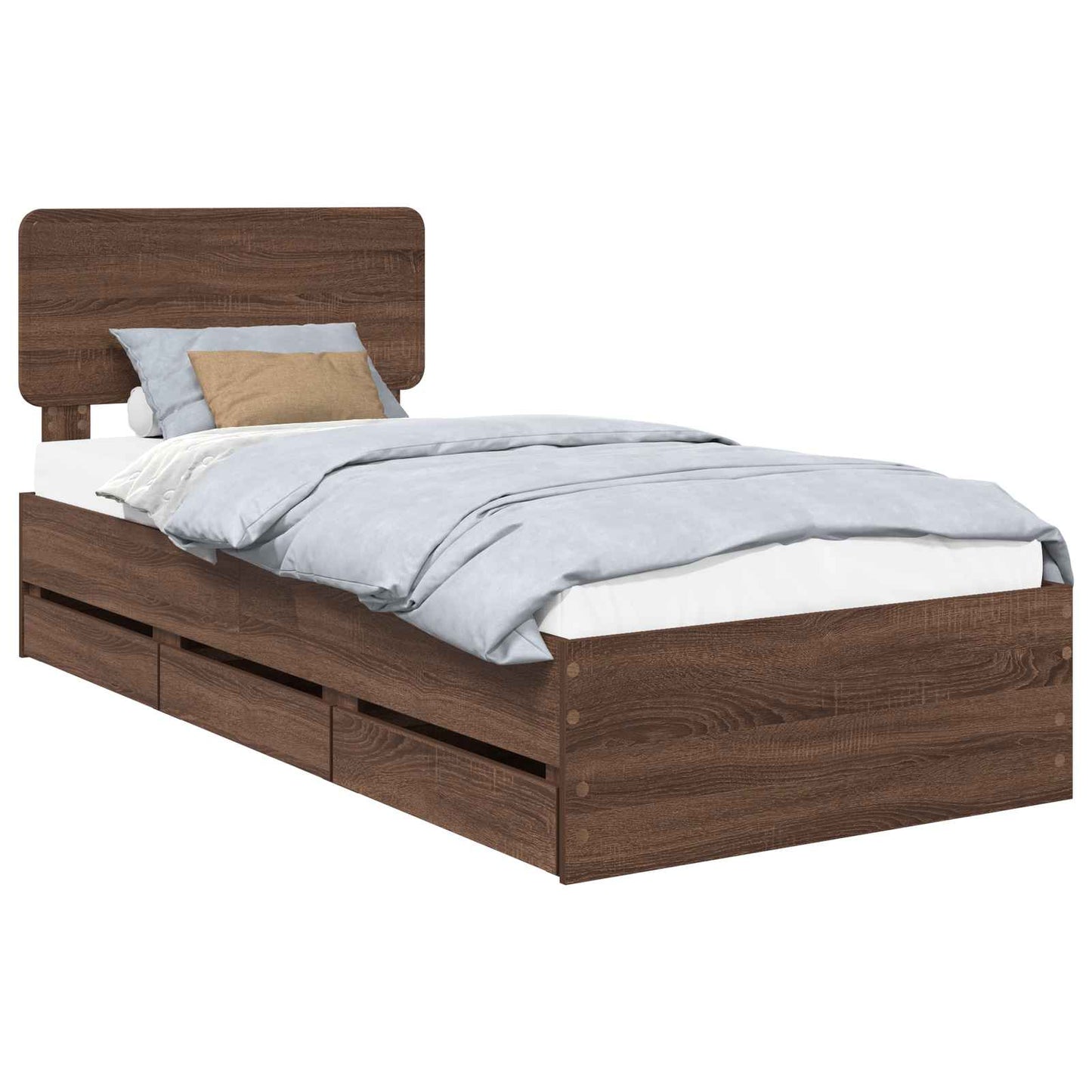 Bed Frame with Drawer Brown Oak 75 x 190 cm Engineered Wood