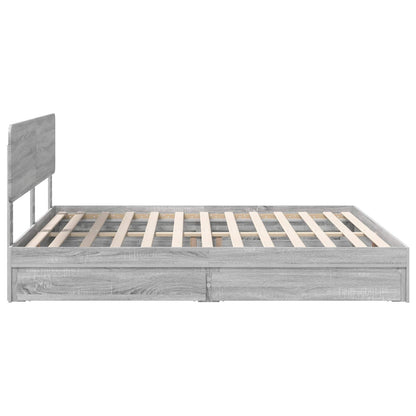 Storage Bed Grey Sonoma 200 x 200 cm Engineered Wood