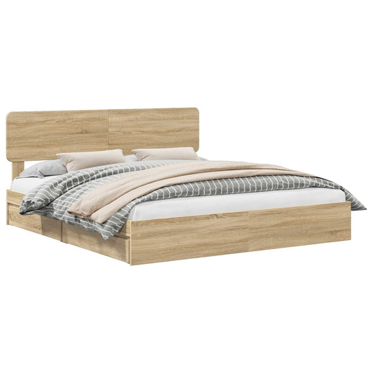 Storage Bed with Drawer Sonoma Oak 180 x 200 cm Engineered Wood