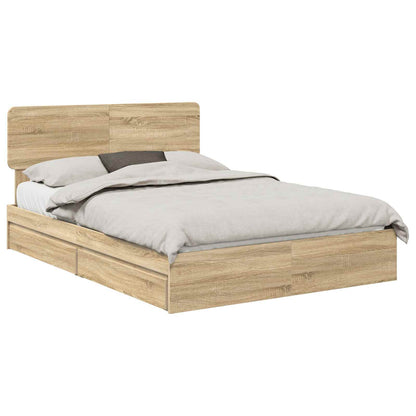 Storage Bed with Drawer Sonoma Oak 160 x 200 cm Engineered Wood