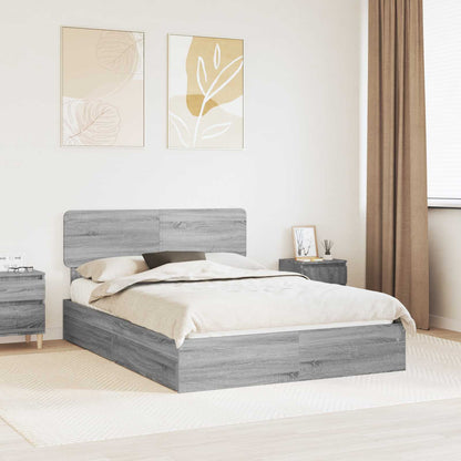 Storage Bed Grey Sonoma 150 x 200 cm Engineered Wood