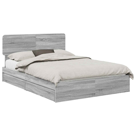 Storage Bed Adjustable Grey Sonoma 150 x 200 cm Engineered Wood