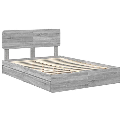 Storage Bed Grey Sonoma 140 x 200 cm Engineered Wood