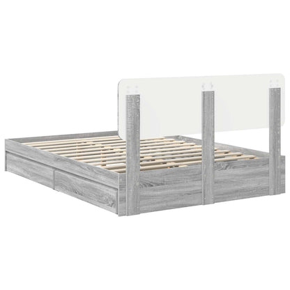 Storage Bed Grey Sonoma 140 x 200 cm Engineered Wood