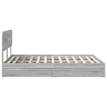 Storage Bed Grey Sonoma 140 x 200 cm Engineered Wood
