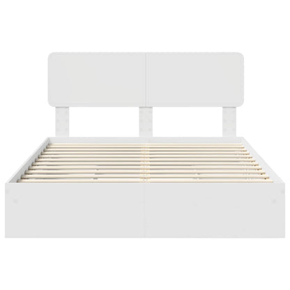 Storage Bed with Headboard White 140 x 190 cm Engineered Wood