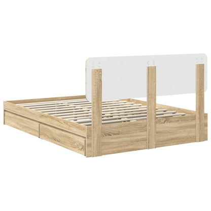 Storage Bed with Drawer Sonoma Oak 140 x 190 cm Engineered Wood